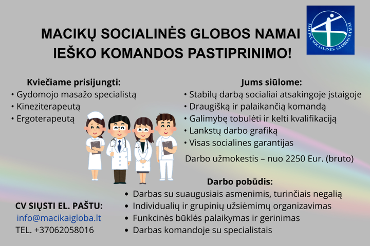 IEŠKOME KOMANDOS PASTIPRINIMO!